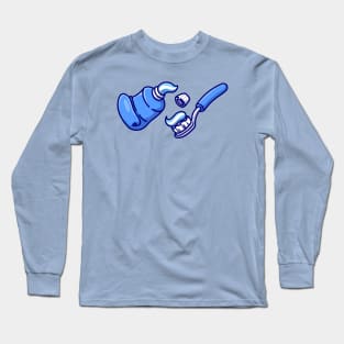 Floating Toothpaste And Toothbrush Cartoon Long Sleeve T-Shirt